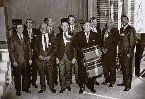 Byng High School 1968-1991: A group of Chickasaw men including Overton James